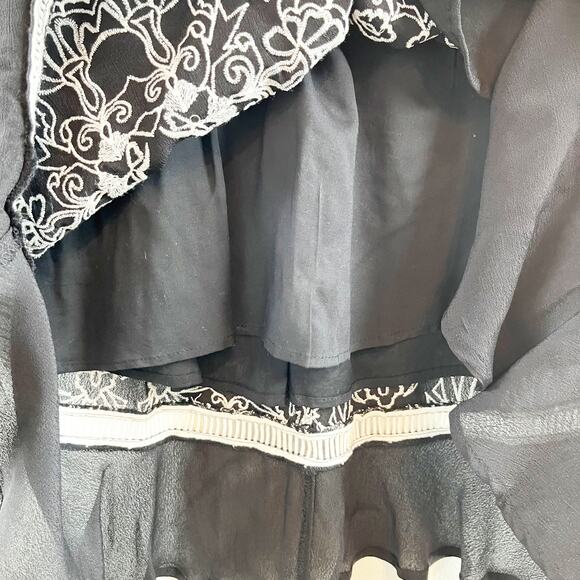 Vanessa Virginia by Anthropologie V Neck Embroidered Coquette Dress Black 2 NWT - Picture 11 of 14